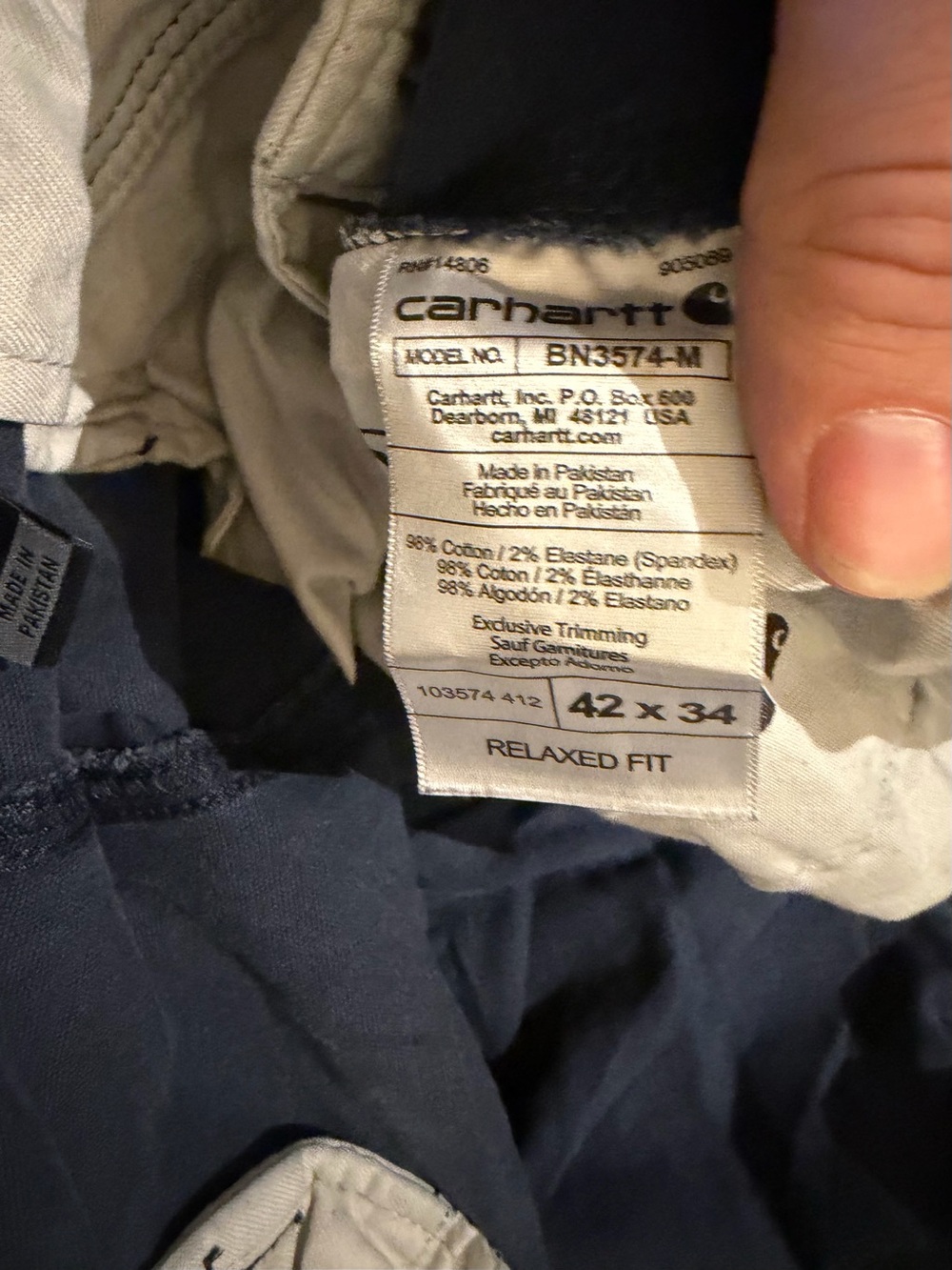 Carhartt Rugged Flex Relaxed Fit Canvas Cargo Work Pant 42x34 Blue Men's - Picture 6 of 6